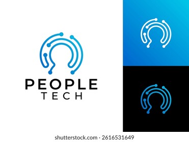 simple tech people logo vector design concept