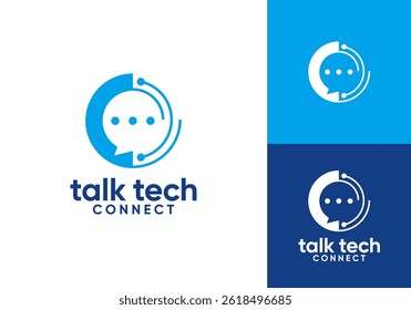 logo simple tech talk. concept d'Image vectorielle de communication par chat en ligne