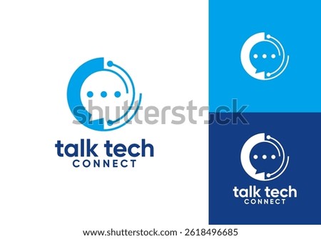 simple tech talk logo. online chat communication vector design concept