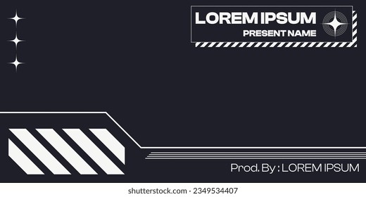 Simple Techno Style White Futuristic Lines Presentation Template on Black Background