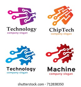 Simple Technology Logo Template Design Vector, Emblem, Design Concept, Creative Symbol, Icon