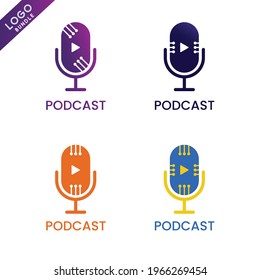 Einfaches Podcast-Logo mit Thema Technologie mit mehr Formvarianten