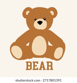 Ilustración de oso de peluche simple con eslogan de la universidad