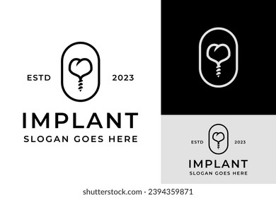 Simple Teeth Tooth Screw Implant Treatment Dent Dental Dentist Logo Design Branding Template