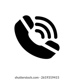 Simple telephone icon representing communication technology for web designs and applications.