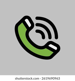 Simple telephone icon representing communication technology for web designs and applications.