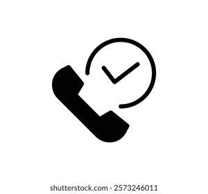 Simple telephone receiver and check mark icon illustration vector