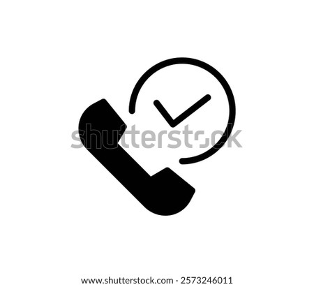 Simple telephone receiver and check mark icon illustration vector