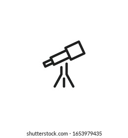 Icono de línea simple del telescopio. Pictograma de trazo. Ilustración vectorial aislada en un fondo blanco. Símbolo de calidad superior. Signo de vector para aplicaciones móviles y sitios web.