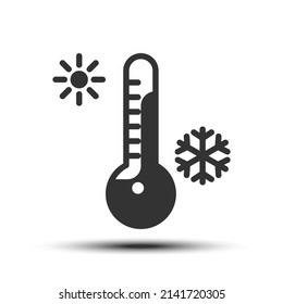 Simple temperature filled line icon, cold and hot weather related concept on the white background