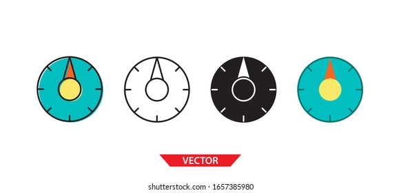 Icono simple de la temperatura en el fondo blanco 4 tipos como contorno, negro, color, contorno y color. Ilustración vectorial.