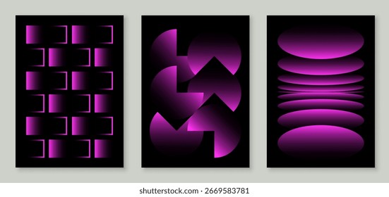 Simple template with abstract geometric shapes. Color gradient on dark background. Layout for flyer, banner, poster or cover