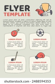 A simple template for advertising sports sections. Vector elements related to sports, competitions and championship. Layout for printing flyers, handouts, banners, posters