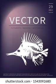 simple template with angel fish skeleton and pink-purple gradient background. 