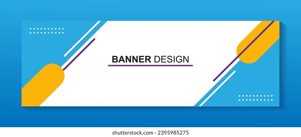 Simple template banner with blue, yellow and white colour suitable for web business and social media post 