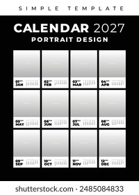 Simple Template Calendar 2027, Portrait Design