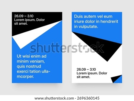Simple template with geometric shapes and folded sheet of paper. Frame for your message. Layout for flyer, poster or cover.