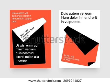 Simple template with geometric shapes and folded sheet of paper. Frame for your message. Layout for flyer, poster or cover.