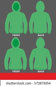 Simple template hoodie jacket design, colored Green
