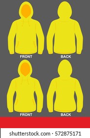 Simple template hoodie jacket design, colored Yellow