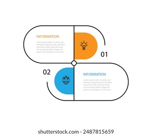 Simple template infographic vector element with 2 step or option can be used for workflow, business information, presentation and web graphic design 