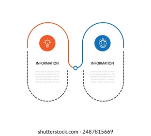 Simple template infographic vector element with 2 step or option can be used for workflow, business information, presentation and web graphic design 