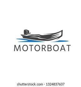 Simple template logo icon of the abstract motor boat.Vector illustration