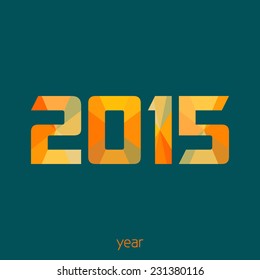 Simple template of New Year card with 2015 on a sherpa blue background. Vector