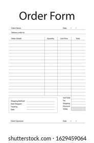 Simple Template Order Form, Invoice