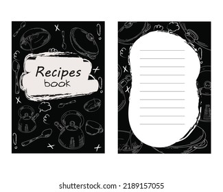 Simple template of recipes book's cover and sheet 