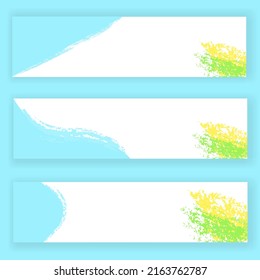 Simple Template Scribble Blue Green Yellow Crayon Banner
