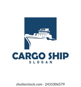 Simple template ship logo design vector marine transport company silhouette cruise ship
