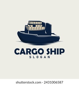 Simple template ship logo design vector marine transport company silhouette cruise ship