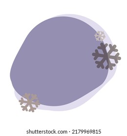 Simple template with snowflakes on colorful digital spots on isolated white. Colored Christmas, new year blotch. Trendy label brush stroke background