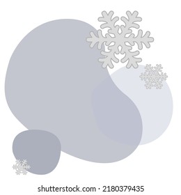 Einfache Vorlage mit Schneeflocken auf bunten digitalen Flecken auf isoliertem Weiß. Farbige Weihnachten, neue Jahr Bloch. Trendetikett-Pinselstrich, Hintergrund