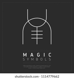 Simple template of white mysterious symbol of witchcraft on dark gray