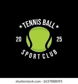 Simple tennis ball sports logo template, vector art image illustration, dark background tennis club sports logo template, t-shirt design, sticker, decal.