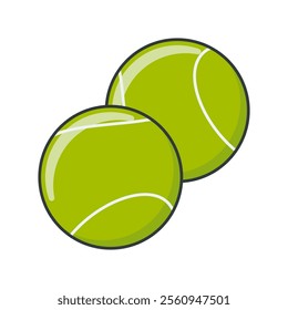 Simple tennis ball vector illustration, tennis ball vector in flat-line art style perfect for sport project needed isolated on a white background