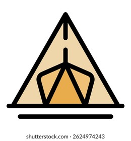 Simple tent icon symbolizing camping, outdoor recreation, and temporary shelter in nature
