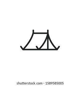 Simple tent line icon. Stroke pictogram. Vector illustration isolated on a white background. Premium quality symbol. Vector sign for mobile app and web sites.