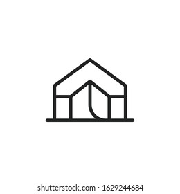 Simple tent line icon. Stroke pictogram. Vector illustration isolated on a white background. Premium quality symbol. Vector sign for mobile app and web sites.