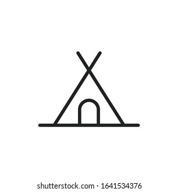 Simple tent line icon. Stroke pictogram. Vector illustration isolated on a white background. Premium quality symbol. Vector sign for mobile app and web sites.