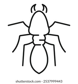 Icono de termita simple en estilo de contorno que muestra un insecto con una cabeza grande y tórax