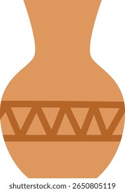 Simple Terracotta Pot with Geometric Band Design Icon