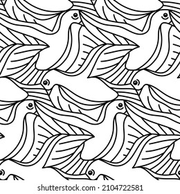 Simple Tessellation Bird Line Vector Seamless Pattern Design