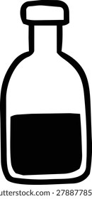 Simple test tube with black liquid inside. Clear glass container holds dark substance. Cap seals the top securely. Lab or scientific setting implied. Ideal for medical or research visuals