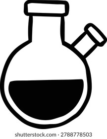 Simple test tube with black liquid inside. Clear glass container holds dark substance. Cap seals the top securely. Lab or scientific setting implied. Ideal for medical or research visuals