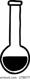Simple test tube with black liquid inside. Clear glass container holds dark substance. Cap seals the top securely. Lab or scientific setting implied. Ideal for medical or research visuals