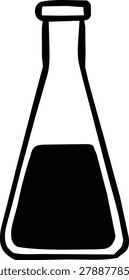Simple test tube with black liquid inside. Clear glass container holds dark substance. Cap seals the top securely. Lab or scientific setting implied. Ideal for medical or research visuals