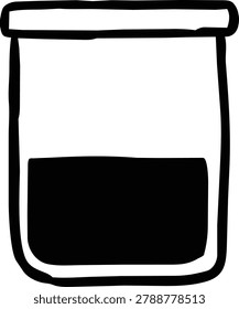 Simple test tube with black liquid inside. Clear glass container holds dark substance. Cap seals the top securely. Lab or scientific setting implied. Ideal for medical or research visuals